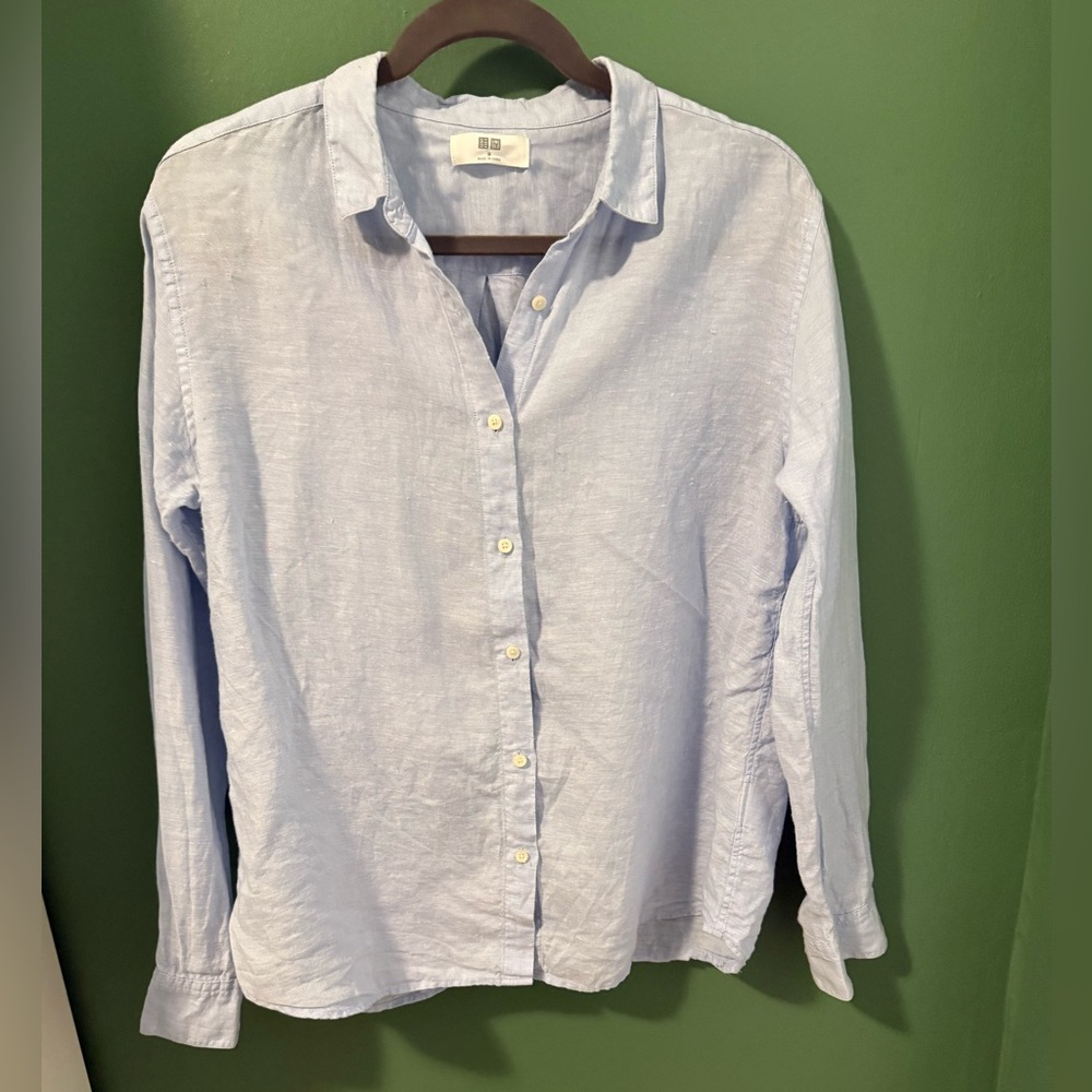 Uniqlo Blue 100% Linen Shirt